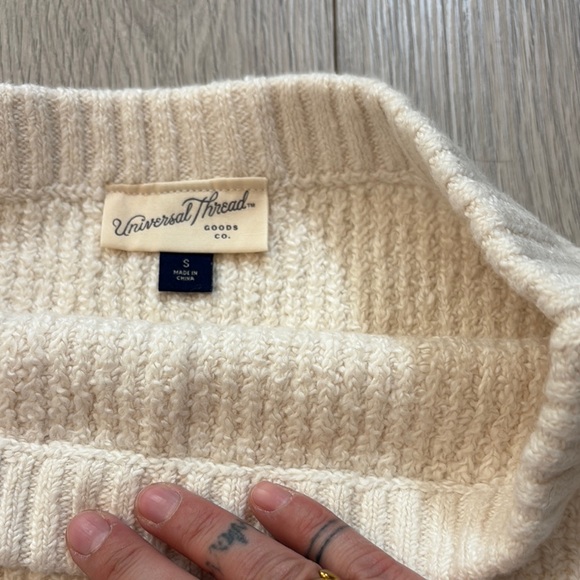 Universal Thread Cream Tan Ribbed Mini Pencil Skirt - Picture 2 of 3